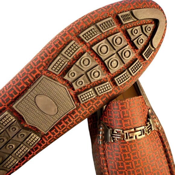 Royal Shoes Mens Loafer Moccasin Driving Burgundy Black Geo Casual Size 13 - Picture 5 of 6